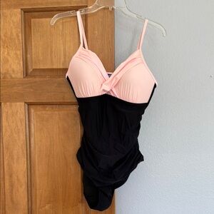Pink and Black One-Piece Swimsuit